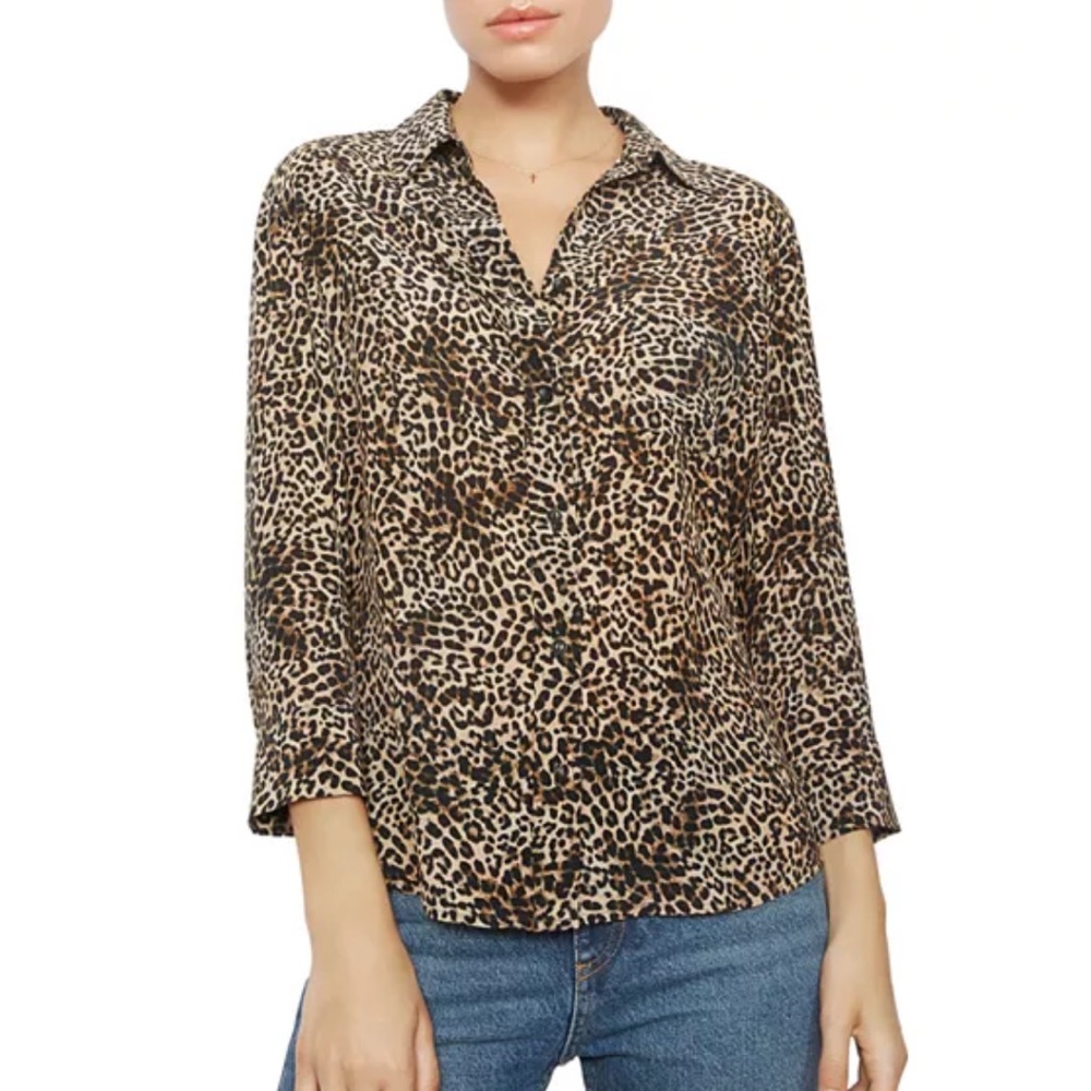 Anine Bing “Billie” Leopard Silk Shirt